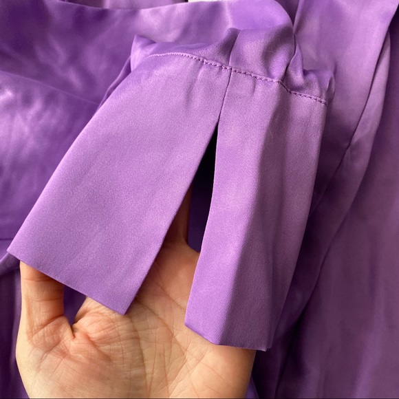 💜 ZARA PURPLE SATIN LONG SLEEVE BUTTON MINI DRESS! - Picture 7 of 16